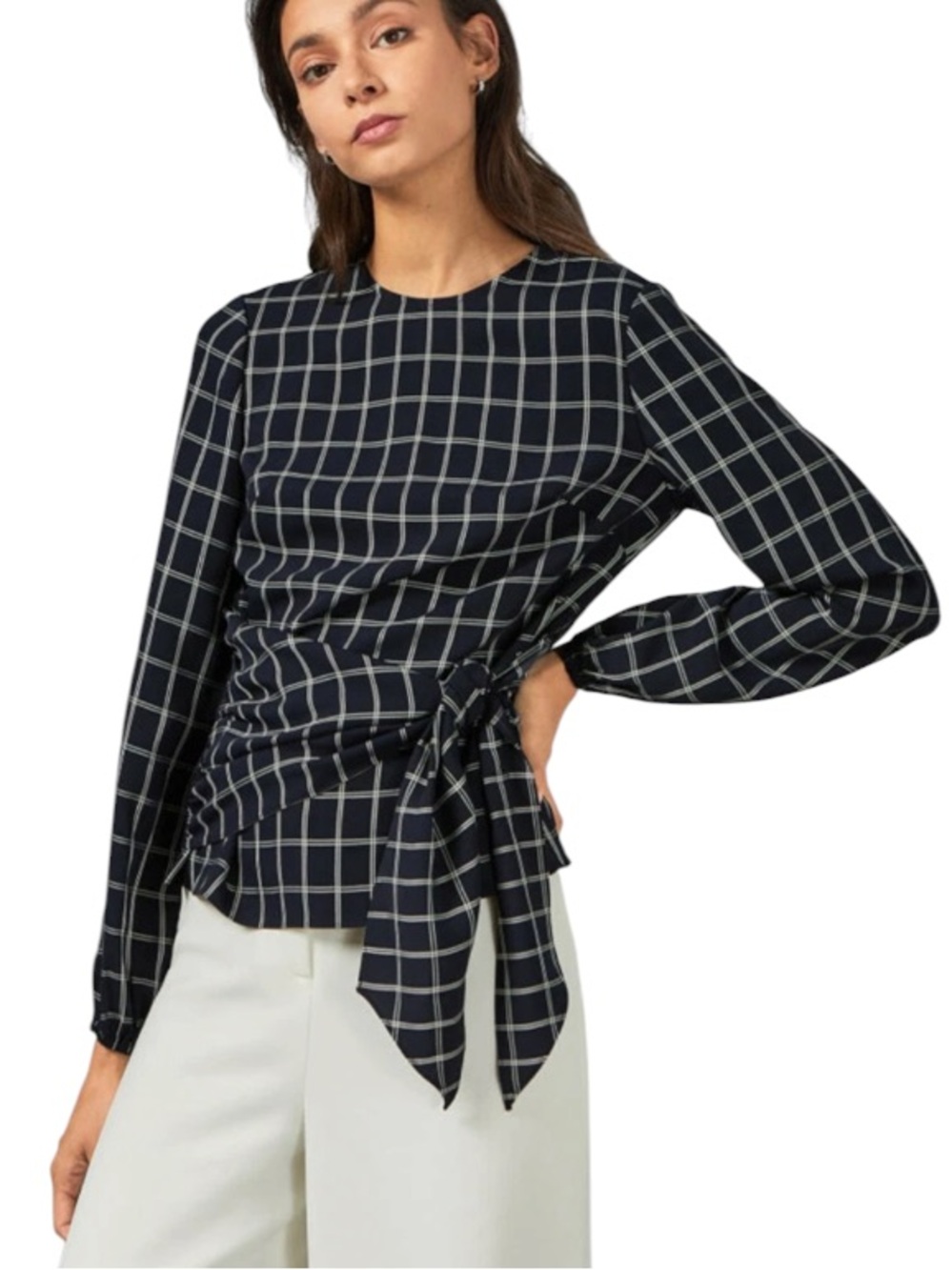 Ted Baker London Toulaa Tie Waist top Dark Blue size 1 or small